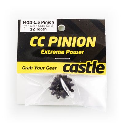 Castle Mod 1.5 Hardened Steel Pinion 8mm Bore 12T