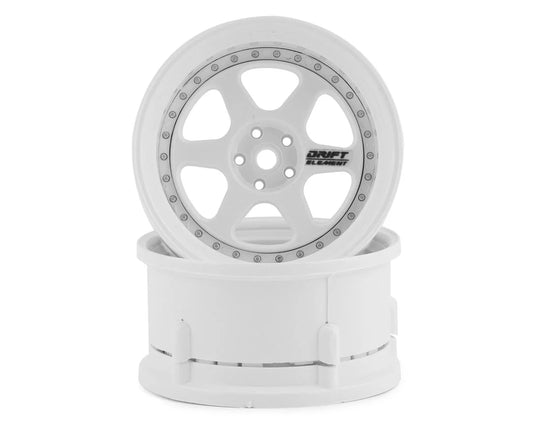 DS Racing Drift Element 6 Spoke Drift Wheels (Triple White) (2) (Adjustable Offset) w/12mm Hex