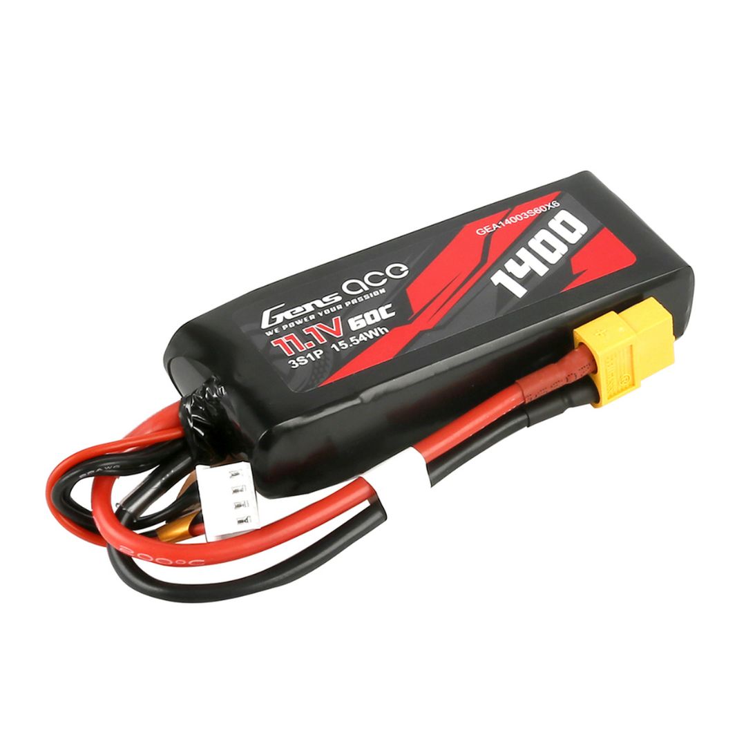 Gens Ace 1400mAh 3S1P 11.1v 50C LiPo XT60 Plug Soft Case