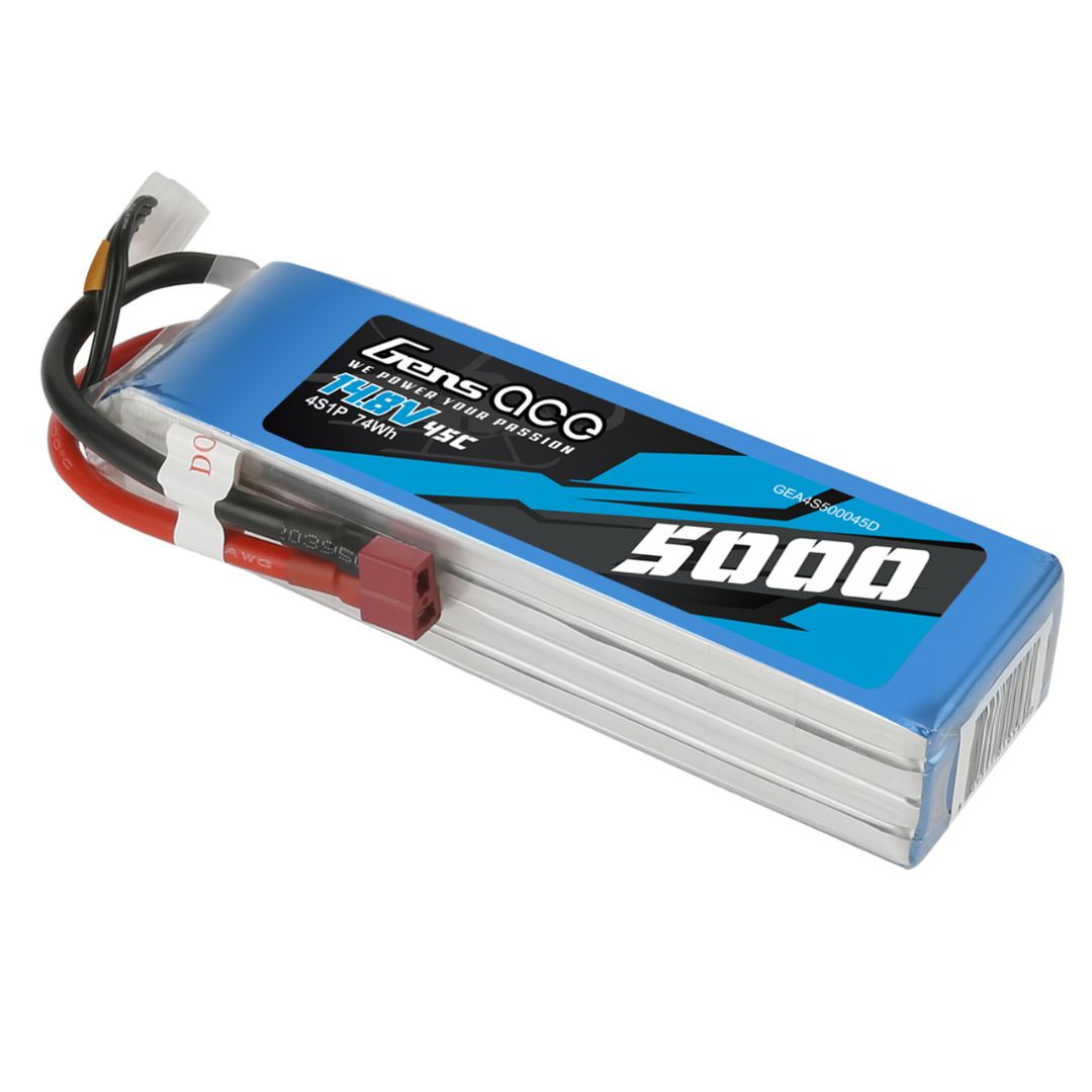 Gens Ace 4S 5000mAh 45C LiPo Battery - Deans Plug