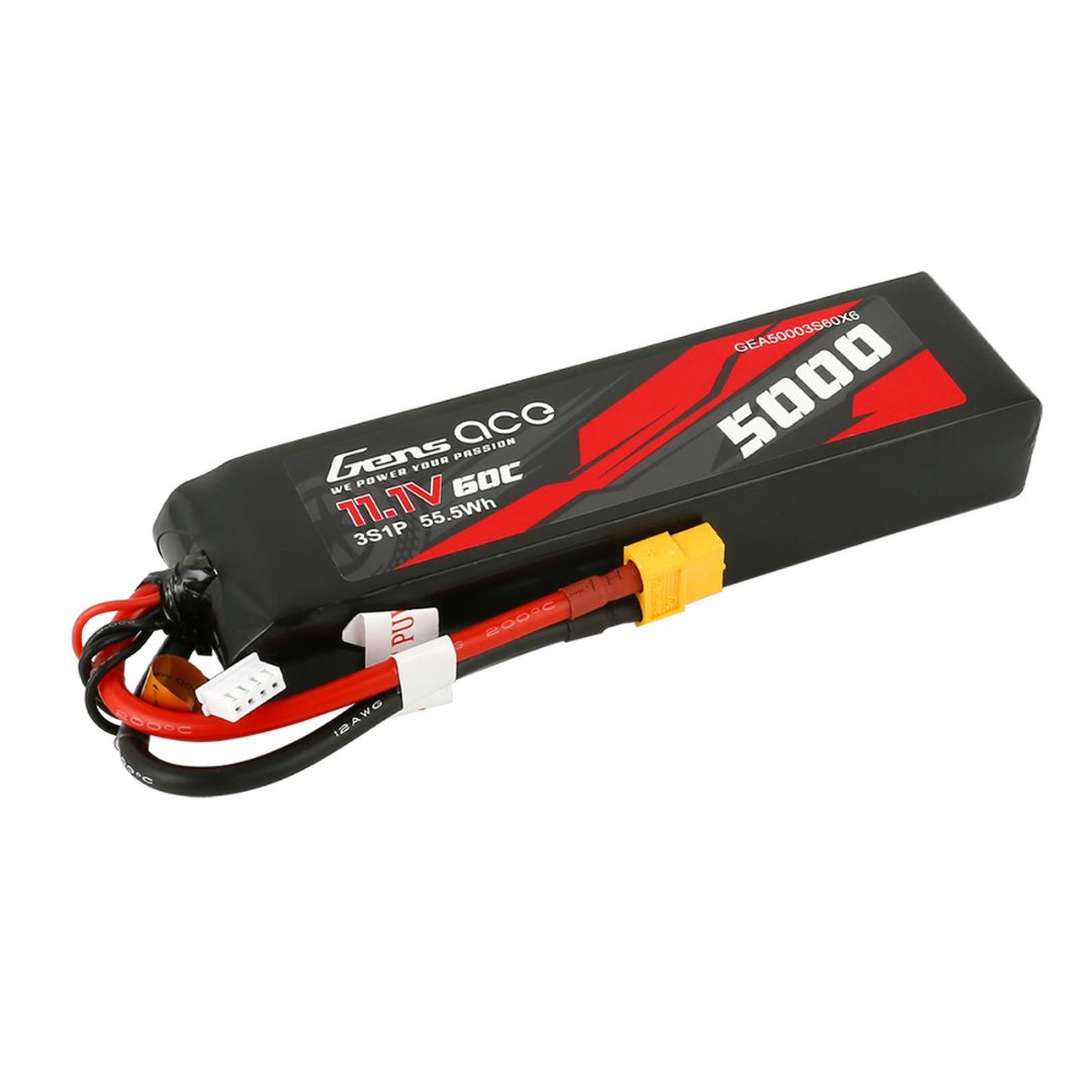 Gens Ace 5000mAh 3S1P 11.1v 60C LiPo XT60 Plug Soft Case