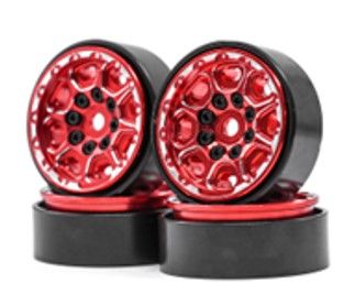 Hobby Details 1.0" CNC Beadlock Wheels, TRX-4M (Black/Red) (4)