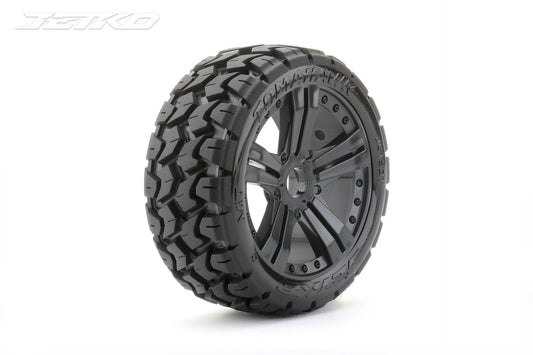 1/8 Buggy Tomahawk Tires Mounted on Black Claw Rims, Medium Soft, Belted (2)
