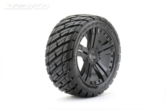 Jetko Rockform 1/8 Buggy Tires Mounted on Black Claw Rims, Medium Soft, Belted (2)