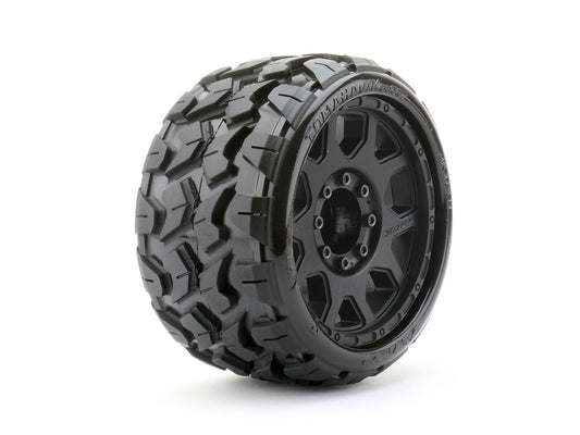 Jetko Tomahawk 1/8 SGT 3.8 Tires Mounted on Black Claw Rims, Medium Soft, Belted, 17mm 0" Offset (2)
