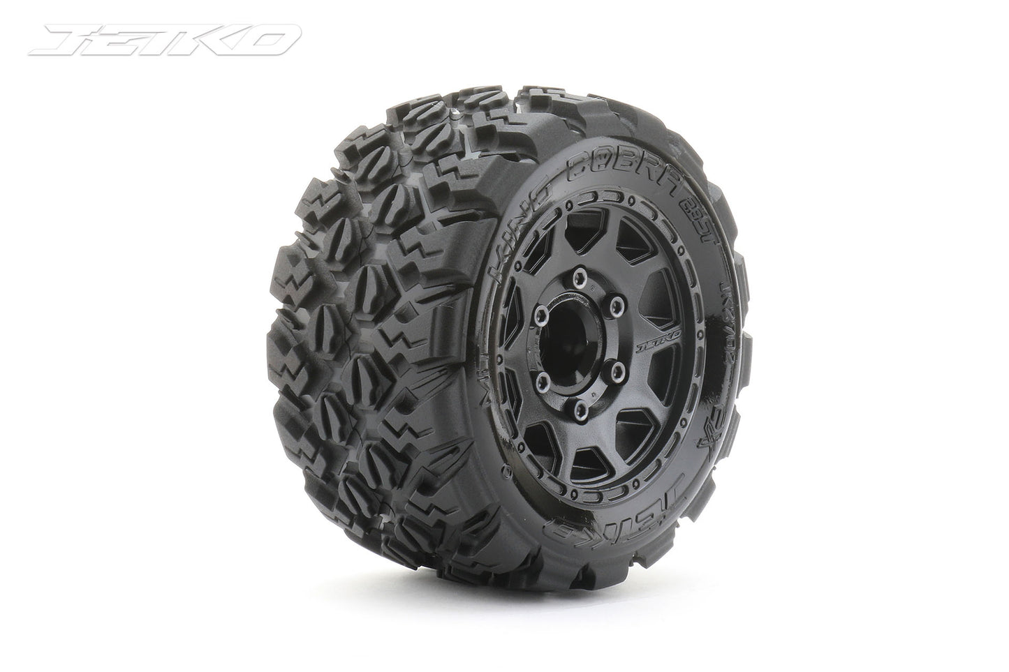 1/10 ST 2.8 King Cobra Tires Mounted on Black Claw Rims, Medium Soft, 12mm Hex, 1/2" Offset