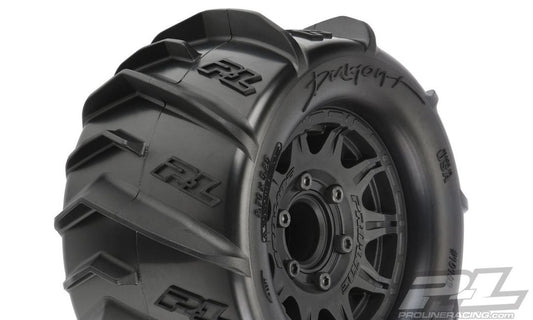 1/10 Dumont F/R 2.8" MT Tires Mounted 12mm/14mm Black Raid (2)
