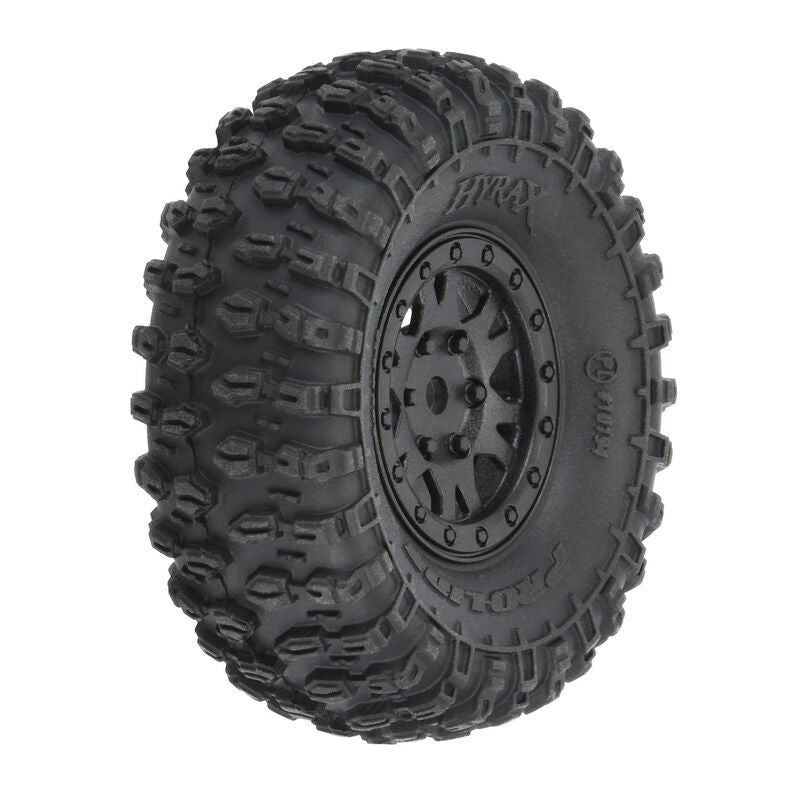 Pro-Line Hyrax 1.0" (SCX24)  Mounted on Mini Impulse Black Beadlocks (4)