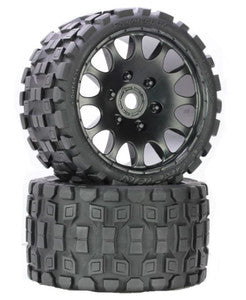 Scorpion Belted Monster Truck Wheels/Tires (pr.), Pre-mounted, Sport Medium Compound 17mm Hex