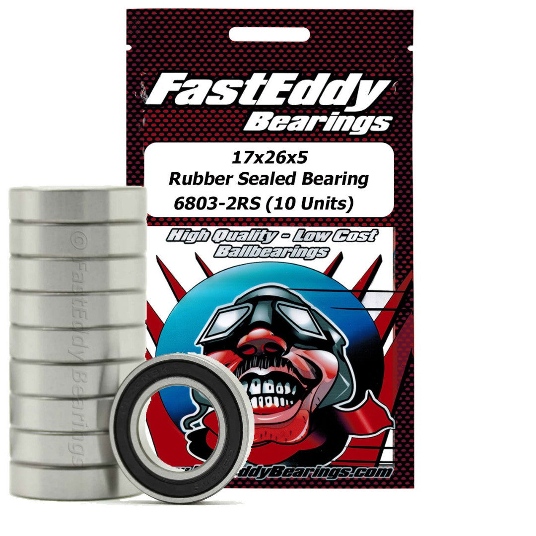Fast Eddy 17x26x5 Rubber Sealed Bearings 6803-2RS (10)