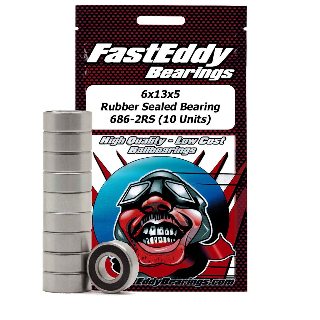 Fast Eddy 6x13x5 Rubber Sealed Bearings 686-2RS (10)
