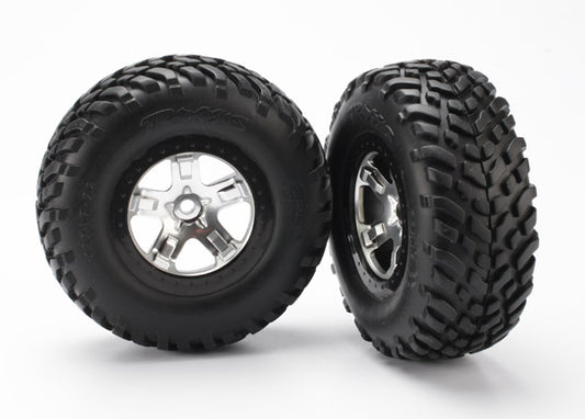 Traxxas 2.2/3.0 Tire w/SCT Rear Wheel (2) (Satin Chrome) (Standard)
