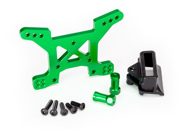 Traxxas Shock tower, front, 7075-T6 aluminum (blue-anodized) (1)/ body mount bracket (1)