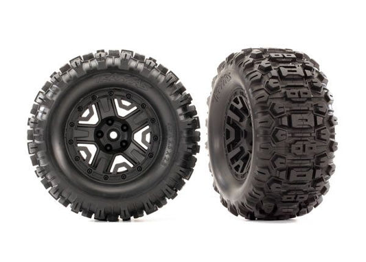 Traxxas Tires & wheels, black, 2.8" / Sledgehammer wheel