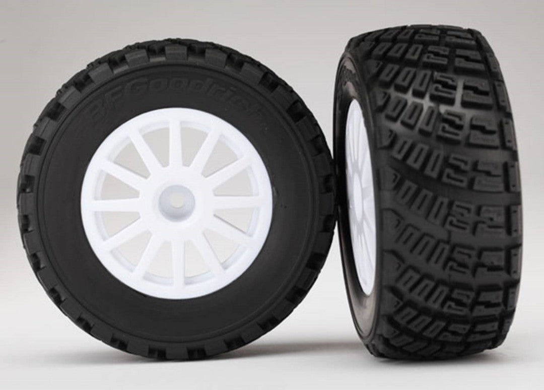 Traxxas Tires & wheels, assembled, glued (White wheels, BFGoodrich Rally, gravel pattern, S1 compound tires, foam inserts) (2)