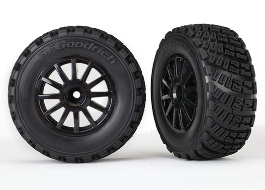 Traxxas Traxxas Tires & wheels, assembled, glued (black wheels, gravel pattern tires, foam inserts) (2) (TSM rated)