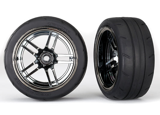 Traxxas Tires and wheels, assembled, glued (split-spoke wheels, 1.9" Response tires) (extra wide, rear) (2)
