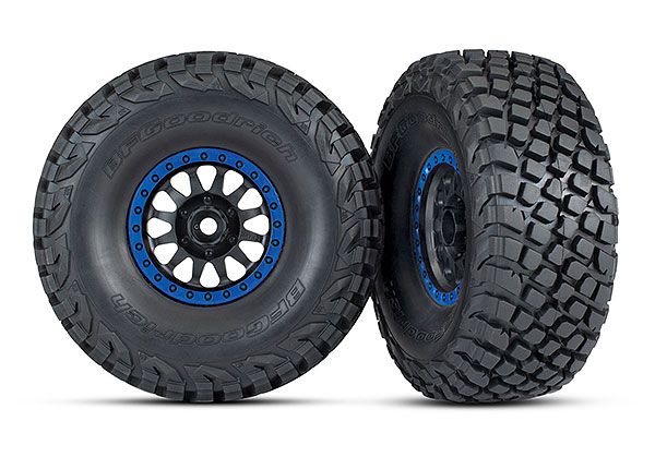 Traxxas Tires and wheels, assembled, glued (Method Racing wheels, black with red beadlock, BFGoodrich Baja KR3 tires) (2)