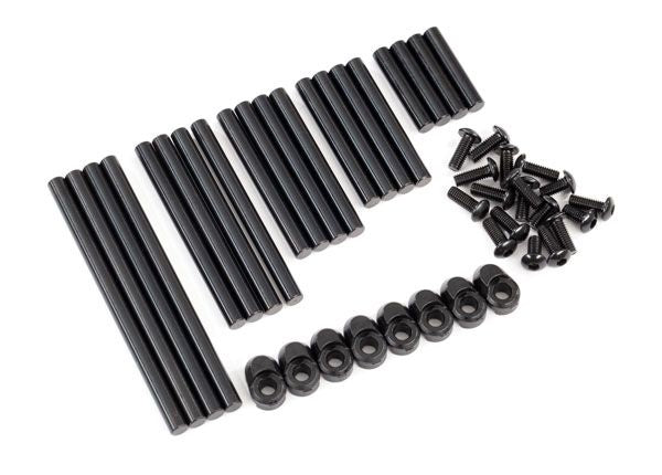 Traxxas Suspension pin set, complete (hardened steel), 4X64mm (4), 4X22mm (4), 4X38mm (4), 4X33mm (4), 4X47mm (4)/ 3X8mm BCS (14)/ 3X6mm BCS (4)/ retainers (8)