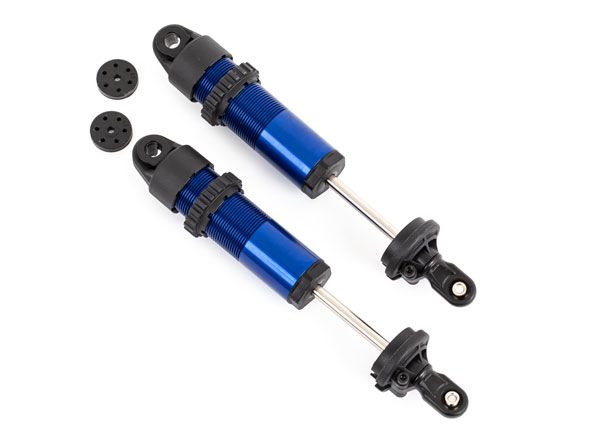 Traxxas Shocks, GT-Maxx, long, aluminum (blue-anodized) (fully assembled w/o springs) (2)