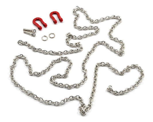 Yeah Racing 96cm 1/10 Crawler Scale Steel Chain w/Red Shackles