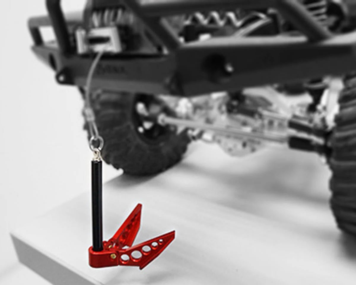 Yeah Racing Aluminum 1/10 Crawler Scale Accessory (Foldable Winch Anchor) (Red) (Miniature Scale Accessory)